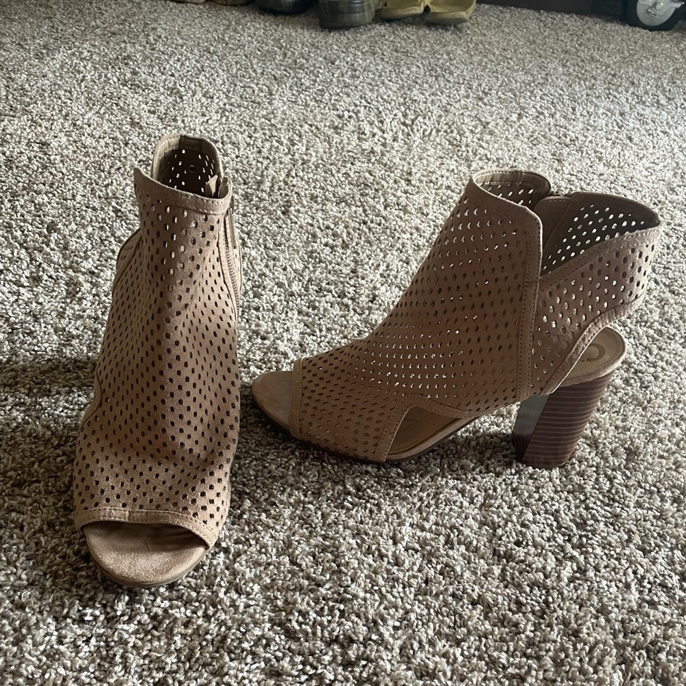 Tan bootie heels